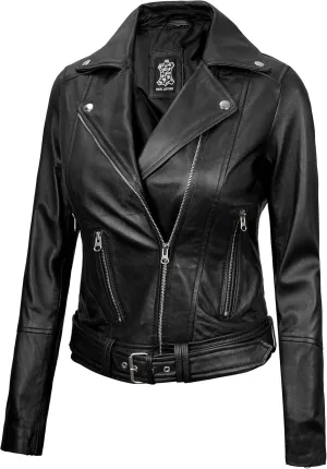 Blingsoul Leather Jacket Women - Real Lambskin Leather Asymmetrical Style Leather Jackets For Womens