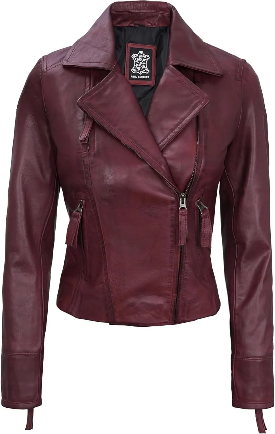 Blingsoul Leather Jacket Women - Real Lambskin Leather Asymmetrical Style Leather Jackets For Womens