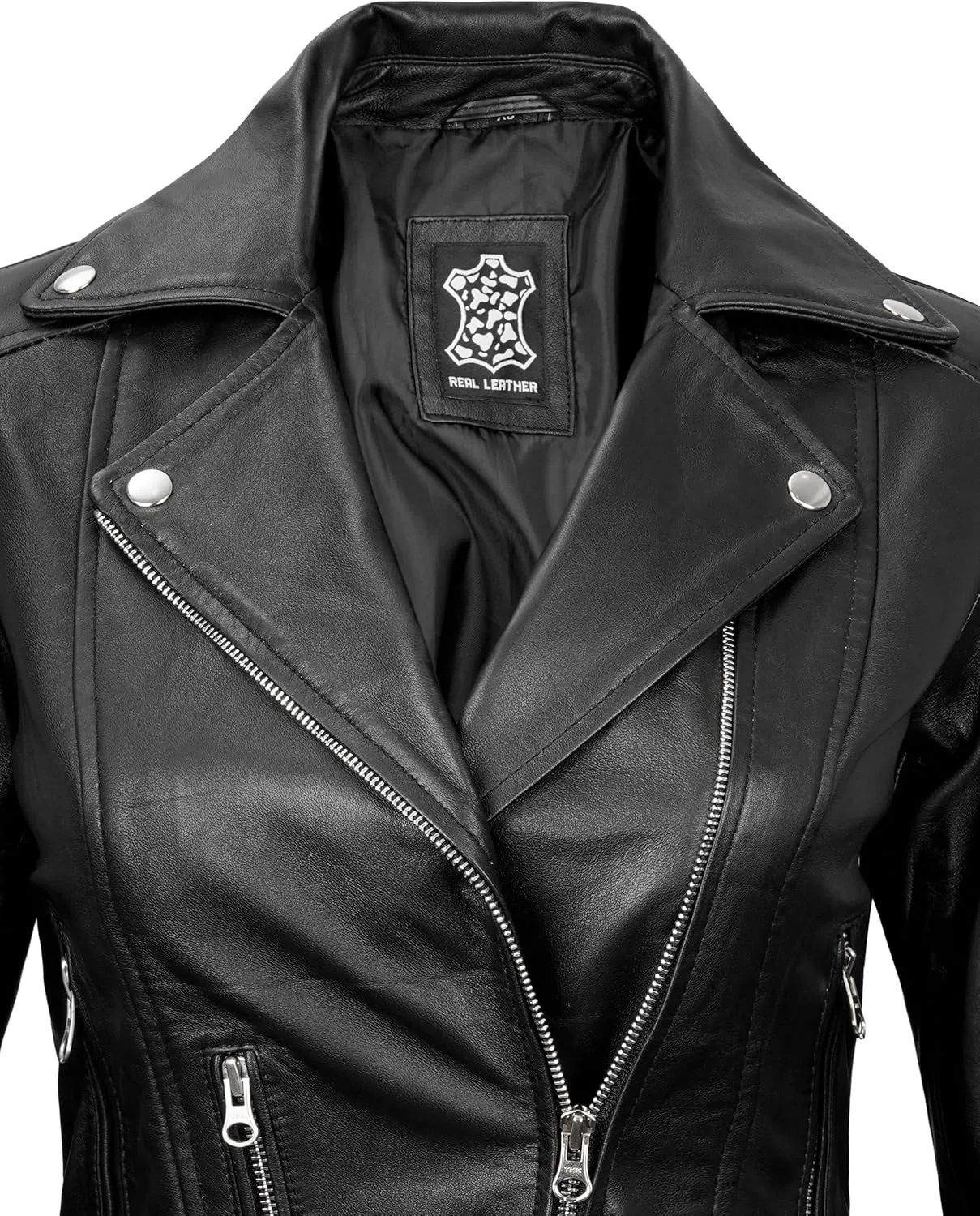 Blingsoul Leather Jacket Women - Real Lambskin Leather Asymmetrical Style Leather Jackets For Womens