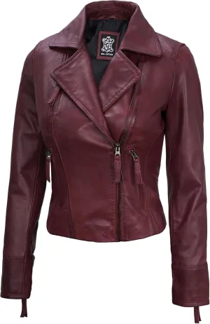 Blingsoul Leather Jacket Women - Real Lambskin Leather Asymmetrical Style Leather Jackets For Womens