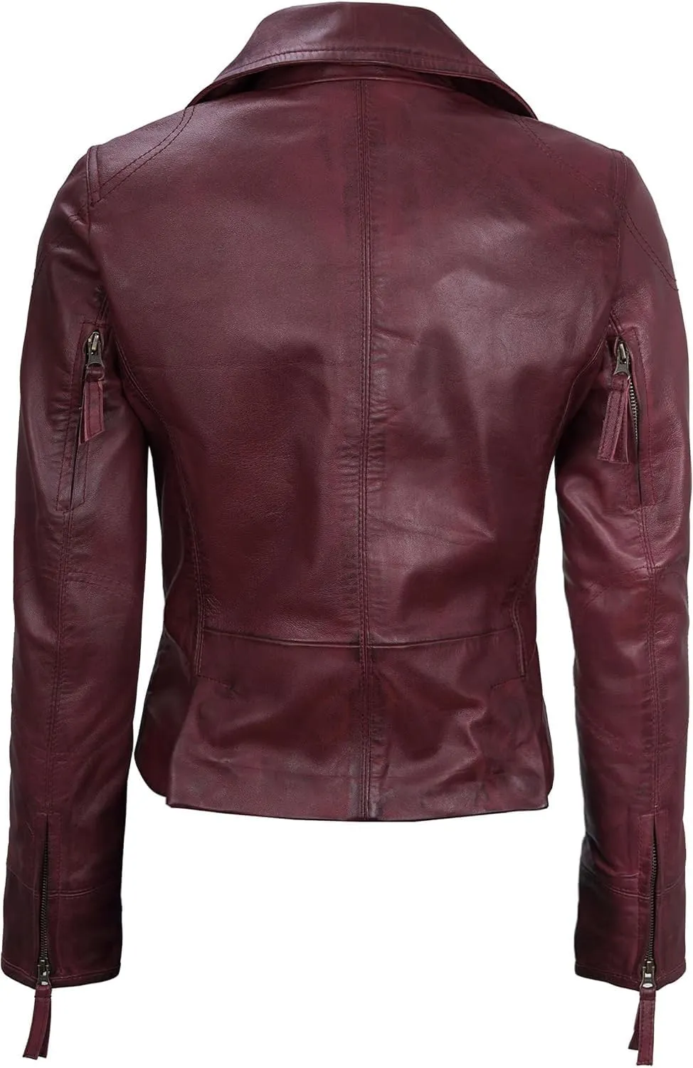 Blingsoul Leather Jacket Women - Real Lambskin Leather Asymmetrical Style Leather Jackets For Womens