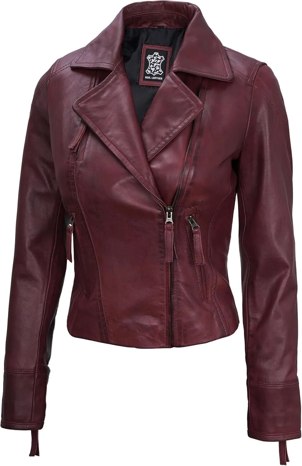 Blingsoul Leather Jacket Women - Real Lambskin Leather Asymmetrical Style Leather Jackets For Womens
