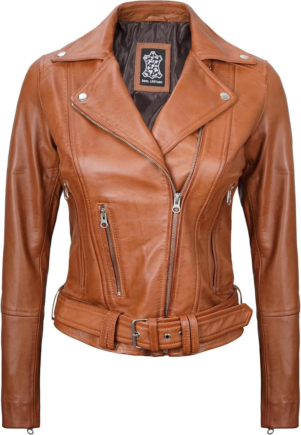 Blingsoul Leather Jacket Women - Real Lambskin Leather Asymmetrical Style Leather Jackets For Womens