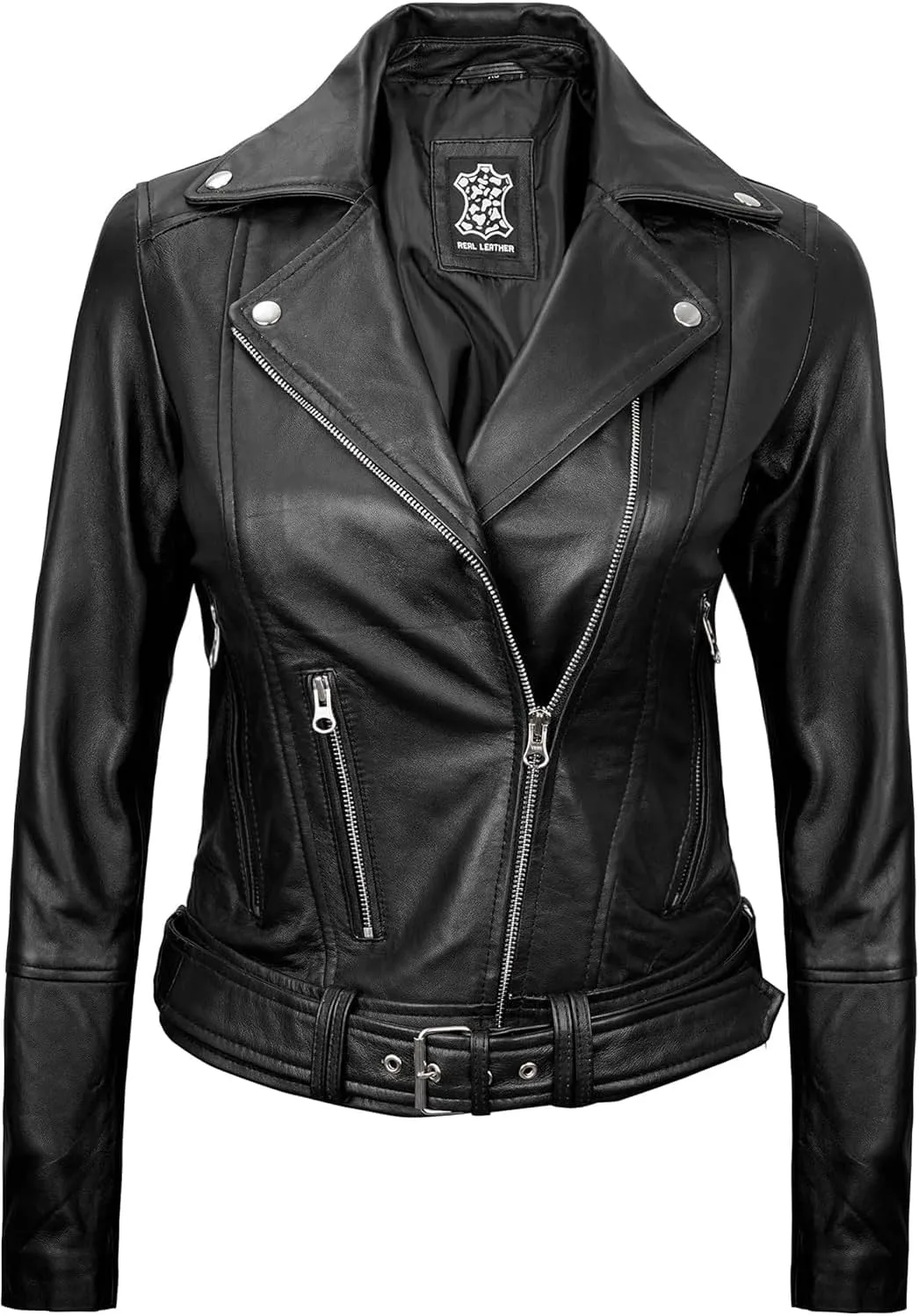 Blingsoul Leather Jacket Women - Real Lambskin Leather Asymmetrical Style Leather Jackets For Womens