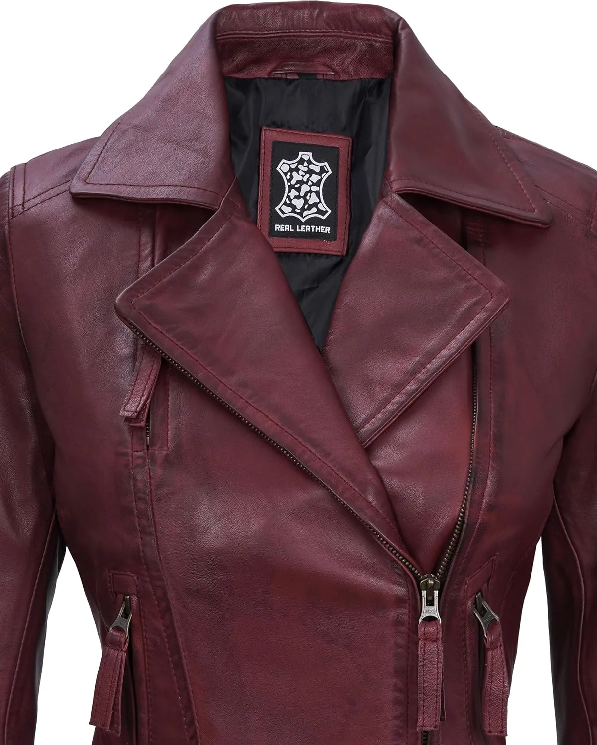 Blingsoul Leather Jacket Women - Real Lambskin Leather Asymmetrical Style Leather Jackets For Womens