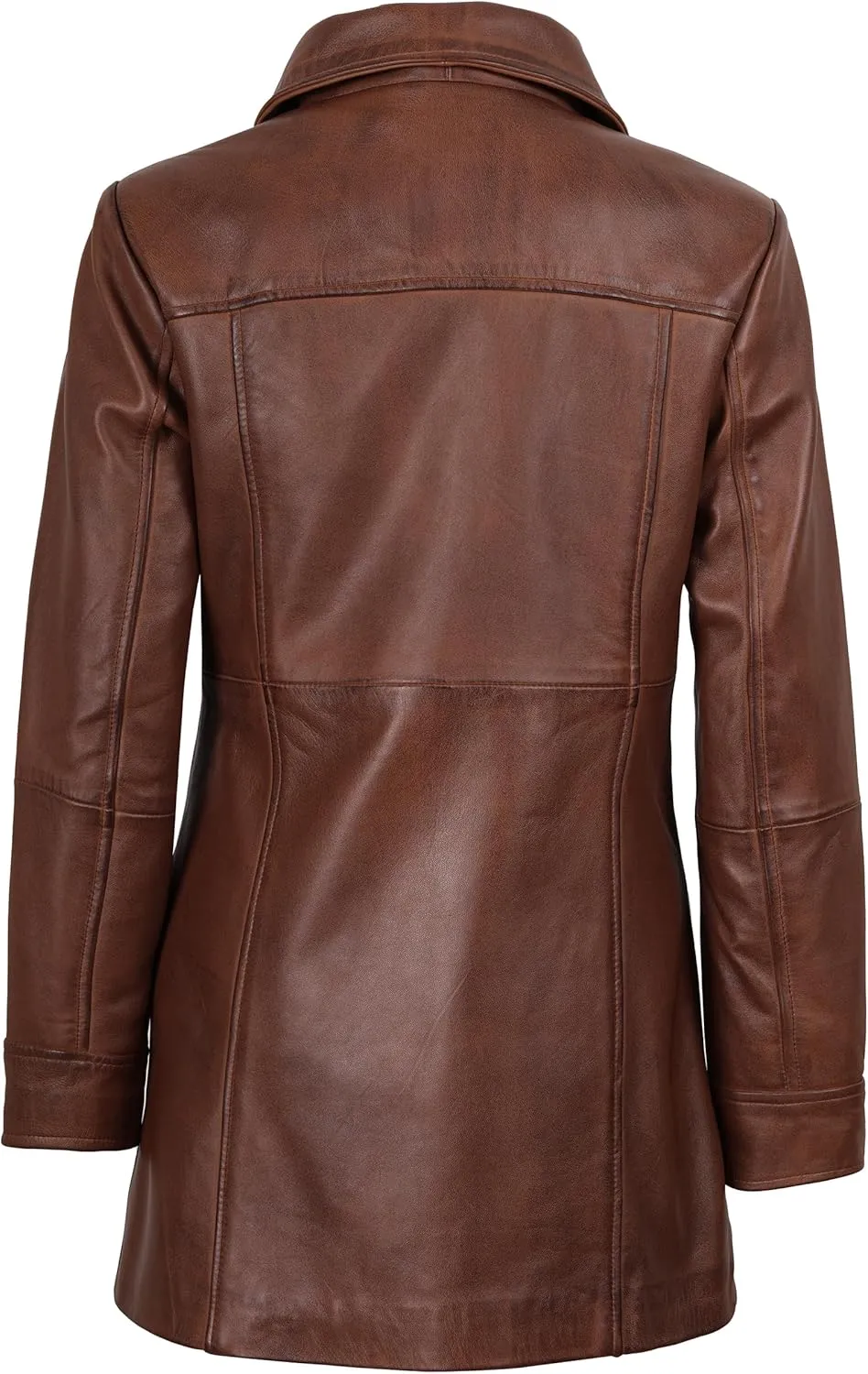 Blingsoul Womens Leather Jacket - Vintage Style Long Leather Jacket Women