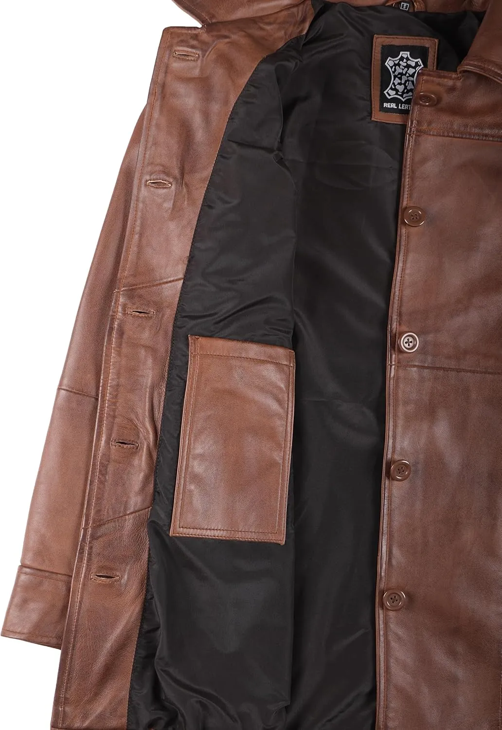 Blingsoul Womens Leather Jacket - Vintage Style Long Leather Jacket Women