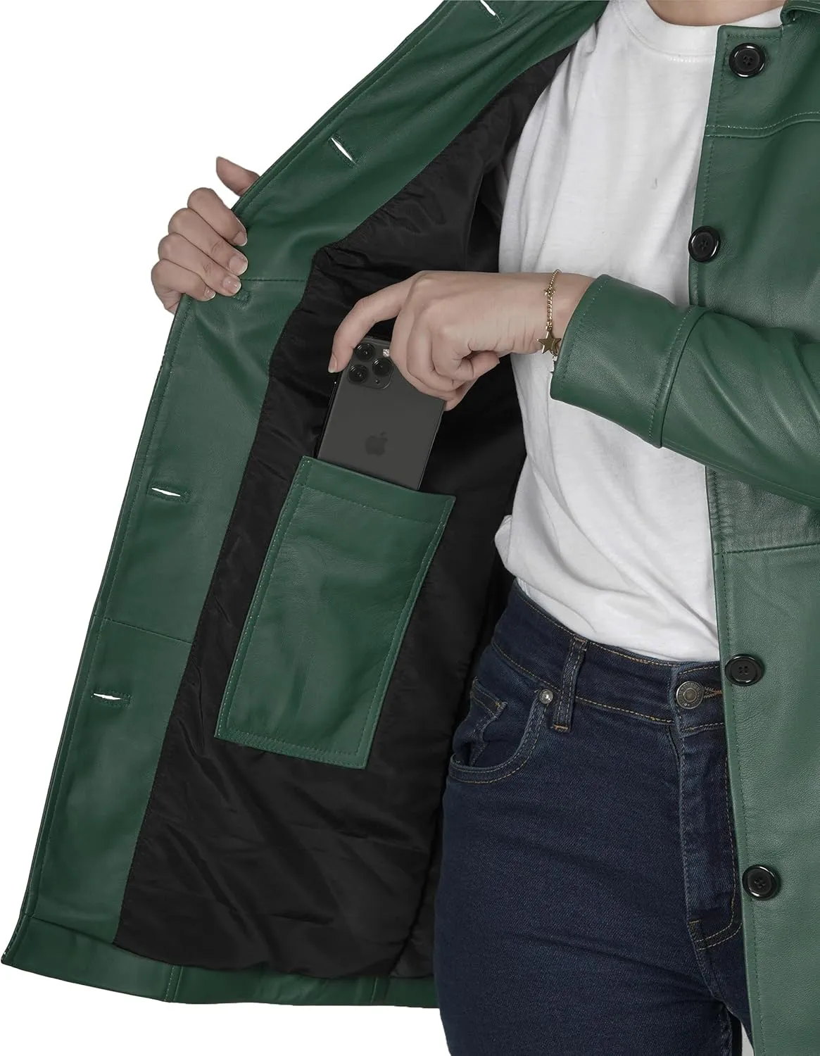 Blingsoul Womens Leather Jacket - Vintage Style Long Leather Jacket Women