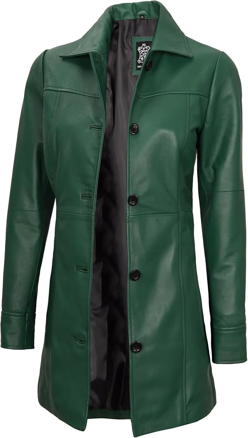 Blingsoul Womens Leather Jacket - Vintage Style Long Leather Jacket Women