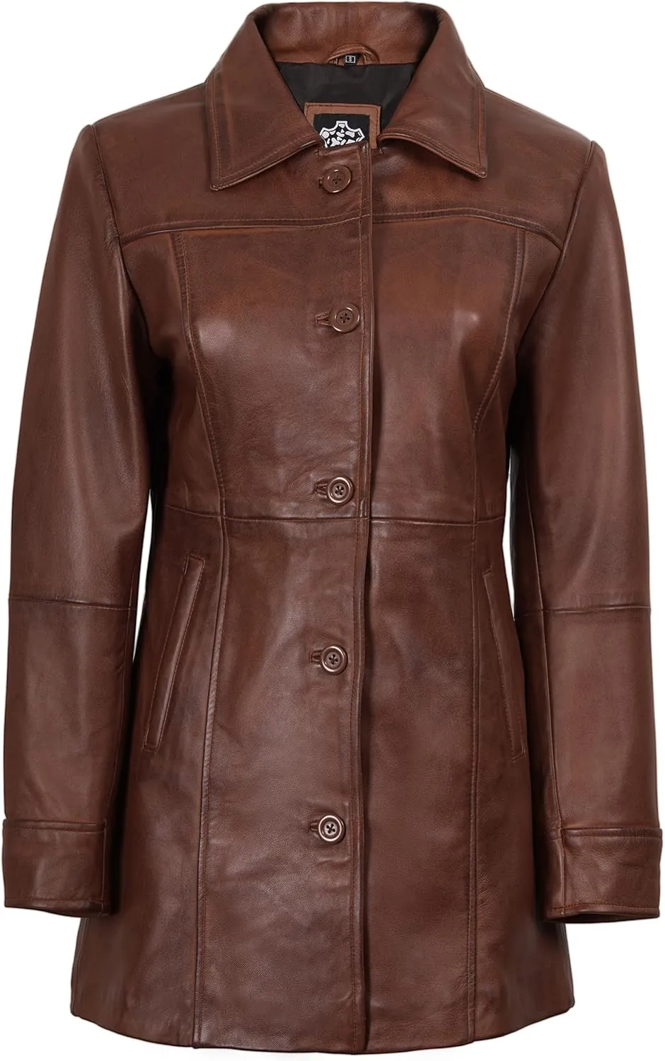 Blingsoul Womens Leather Jacket - Vintage Style Long Leather Jacket Women