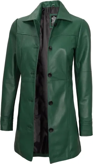 Blingsoul Womens Leather Jacket - Vintage Style Long Leather Jacket Women
