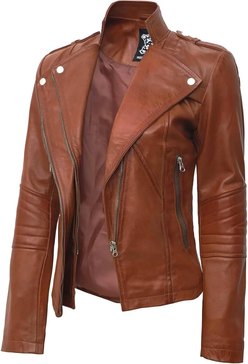 Blingsoul Womens Real Leather Jacket - Asymmetrical Leather Jackets for Women