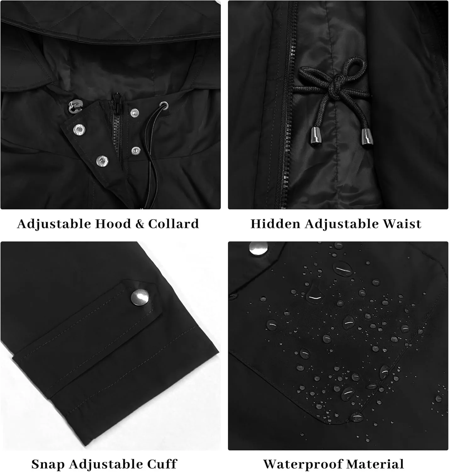 Bloggerlove Rain Jacket for Women Waterproof with Hood Trech Coat for Women Lightweight Raincoats Long Windbreaker
