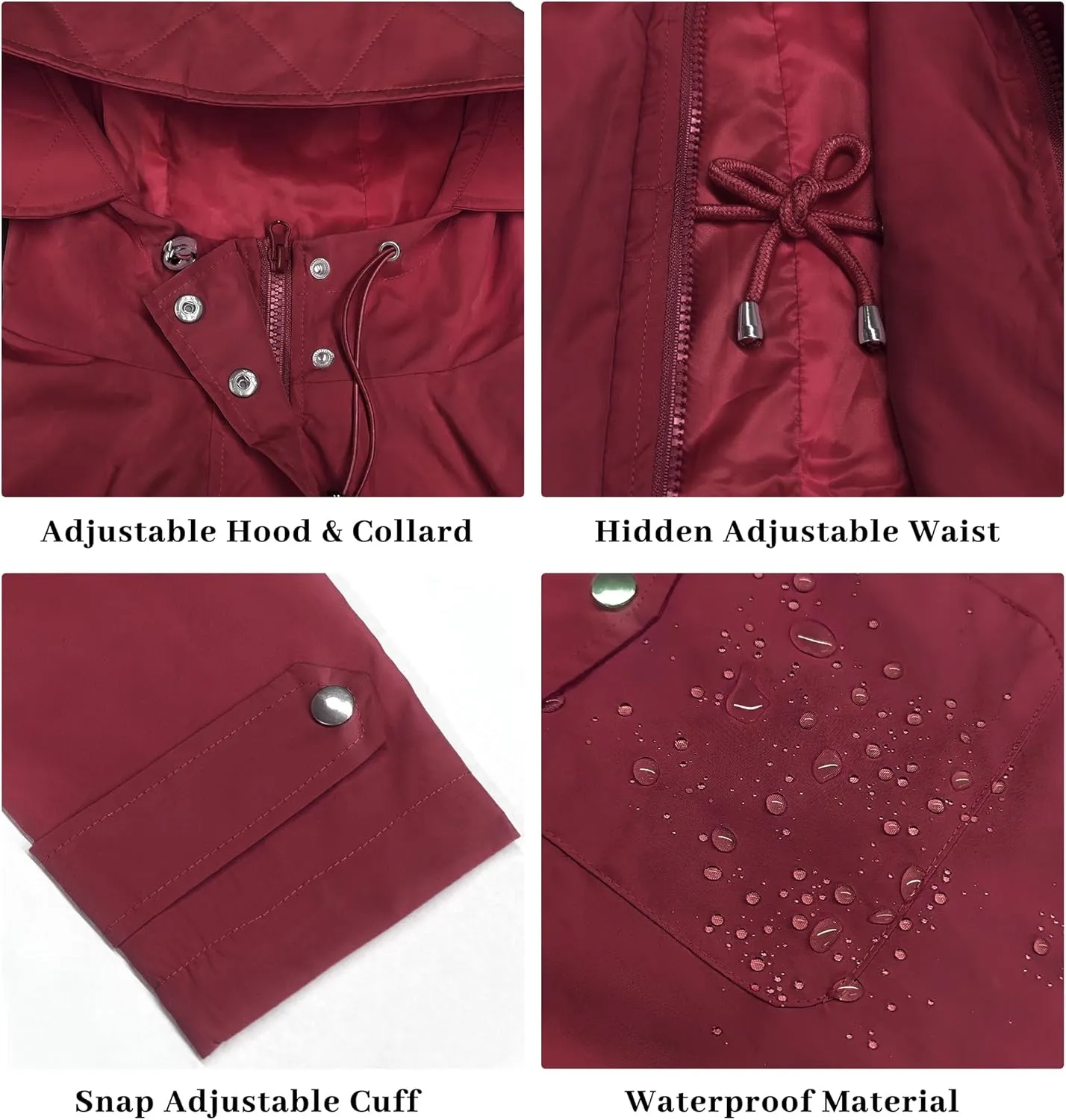 Bloggerlove Rain Jacket for Women Waterproof with Hood Trech Coat for Women Lightweight Raincoats Long Windbreaker