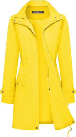 Bloggerlove Rain Jacket for Women Waterproof with Hood Trech Coat for Women Lightweight Raincoats Long Windbreaker