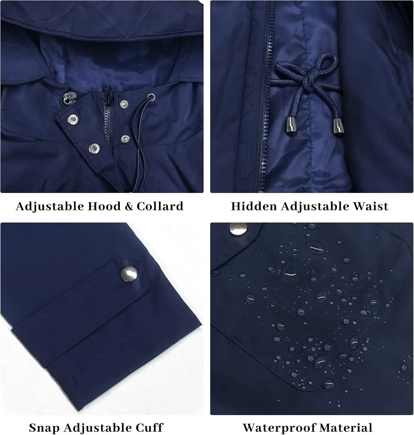 Bloggerlove Rain Jacket for Women Waterproof with Hood Trech Coat for Women Lightweight Raincoats Long Windbreaker