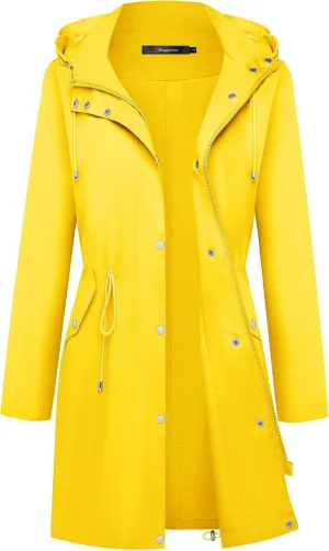 Bloggerlove Rain Jacket for Women Waterproof with Hood Trech Coat for Women Lightweight Raincoats Long Windbreaker