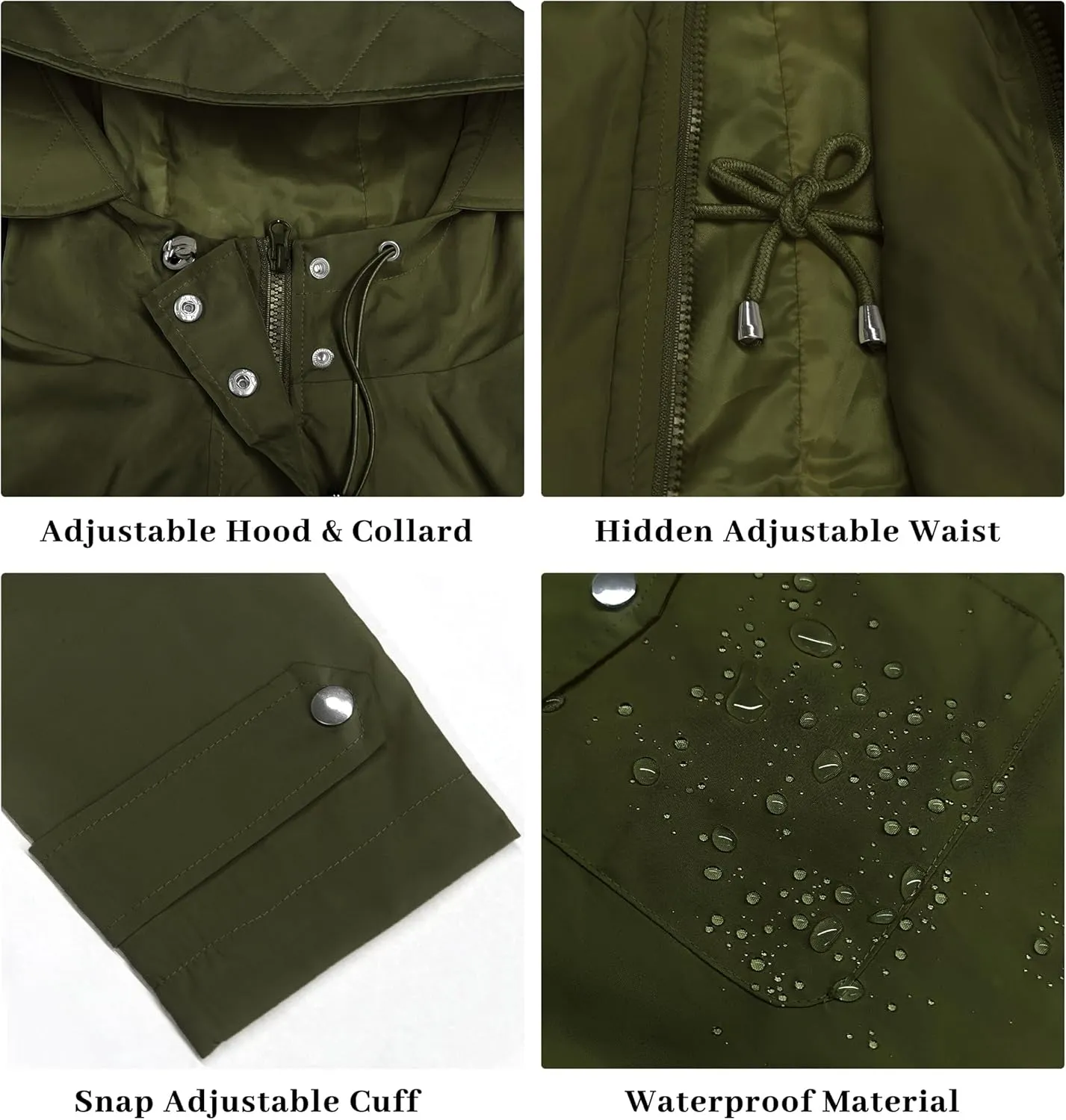 Bloggerlove Rain Jacket for Women Waterproof with Hood Trech Coat for Women Lightweight Raincoats Long Windbreaker