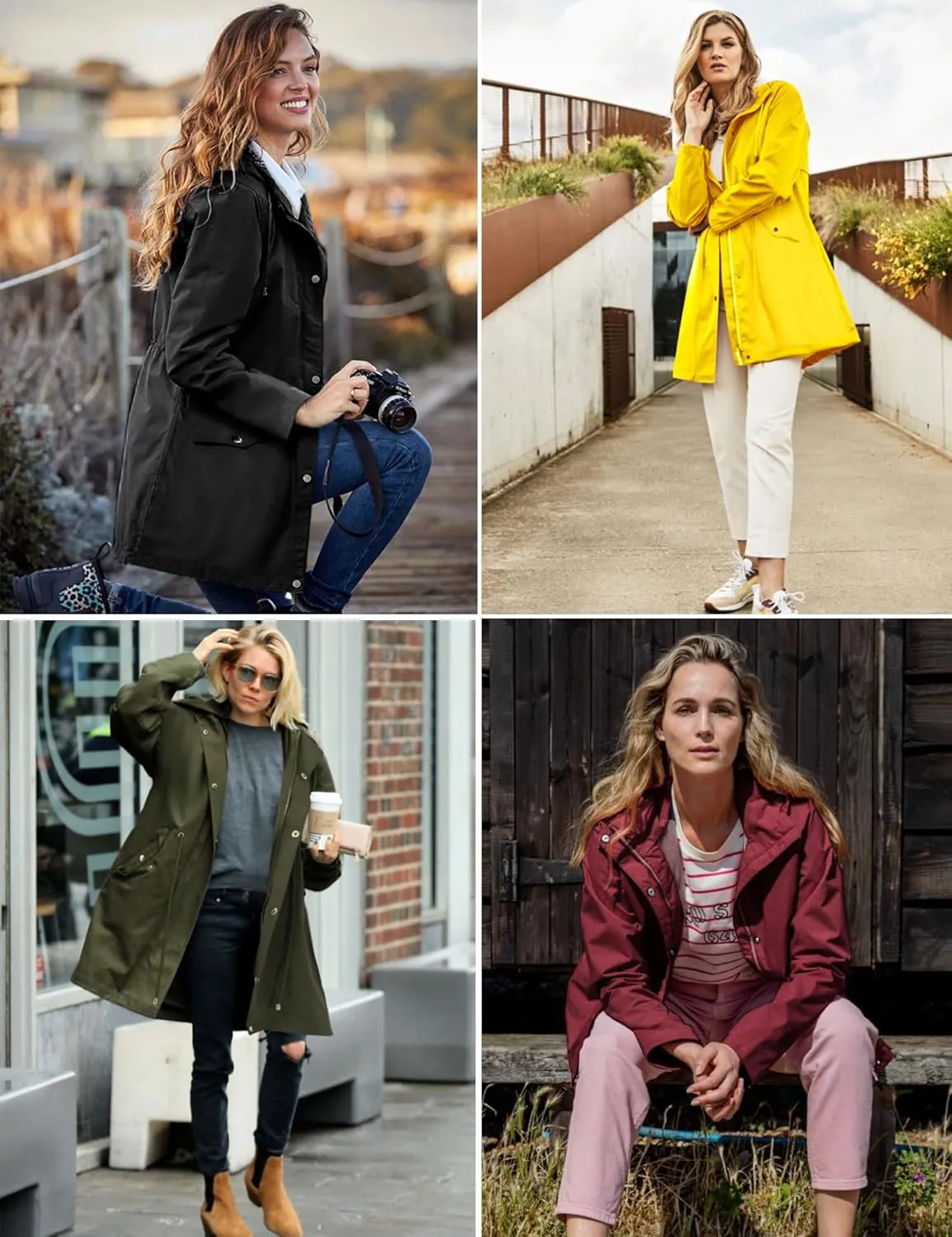 Bloggerlove Rain Jacket for Women Waterproof with Hood Trech Coat for Women Lightweight Raincoats Long Windbreaker