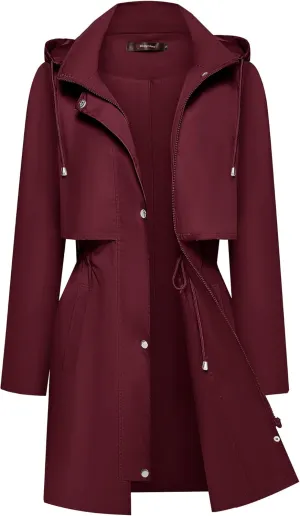 Bloggerlove Rain Jacket for Women Waterproof with Hood Trech Coat for Women Lightweight Raincoats Packable Windbreaker
