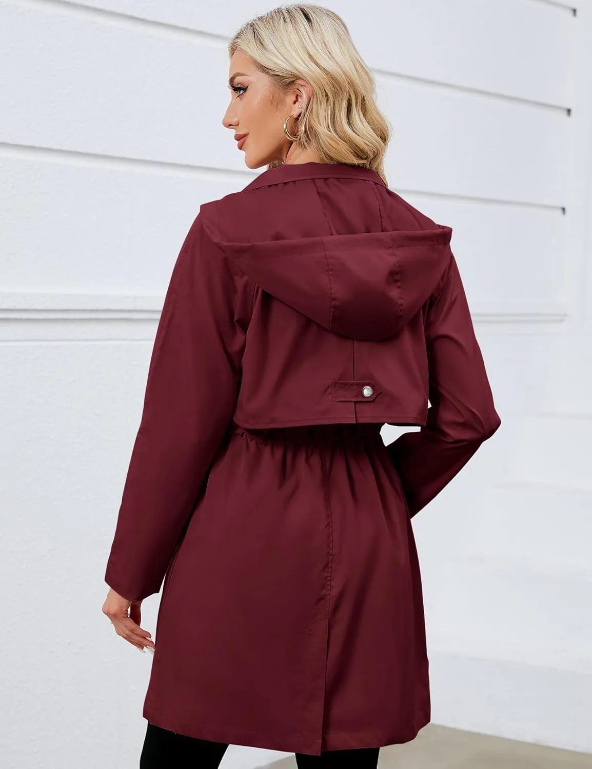Bloggerlove Rain Jacket for Women Waterproof with Hood Trech Coat for Women Lightweight Raincoats Packable Windbreaker