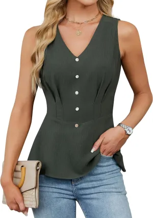 Blooming Jelly Womens Tank Top Summer Outfits Sleeveless Dressy Casual Blouses V Neck Work Shirts 2025 Trendy
