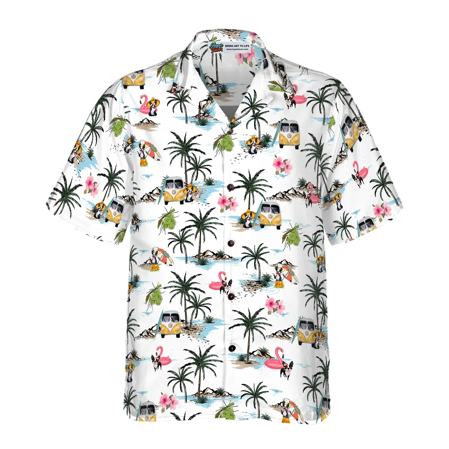 Boston Terrier And Beach Hawaiian Shirt, Best Gift For Boston Terrier Lover, Friend, Family