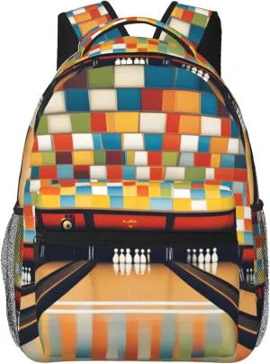 Bowling Print Versatile Daypack Laptop Backpack  Stylish Casual Travel Bag For All Your Needs