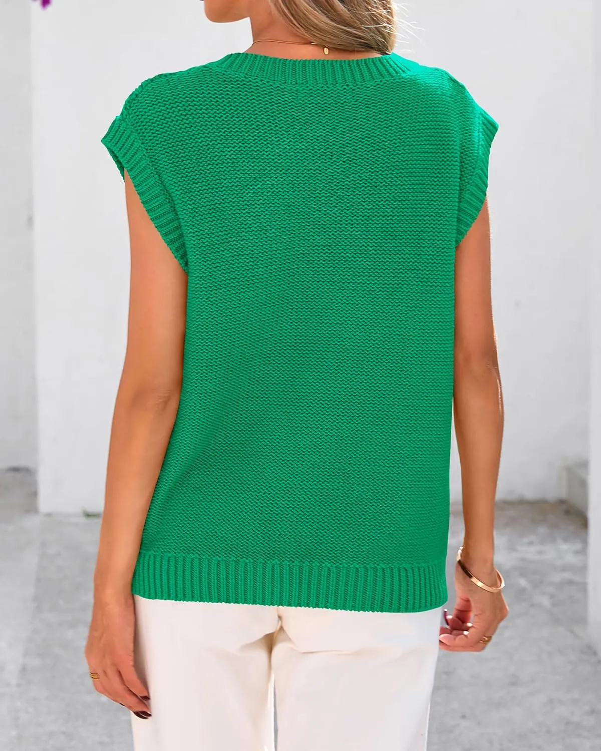 BTFBM Womens Oversized Sweater Vest 2025 Summer V Neck Casual Sleeveless Sweaters Loose Cable Knit Pullover Tops