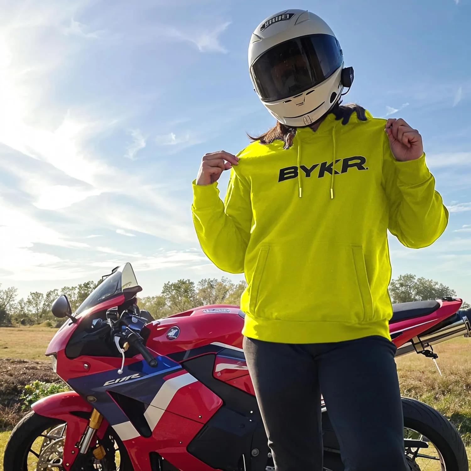 BYKR Motorcycle Hoodie for Men & Women Biker Motorcycle Jackets Breathable Motorbike Riding Sweatshirt All Weather CE Armored