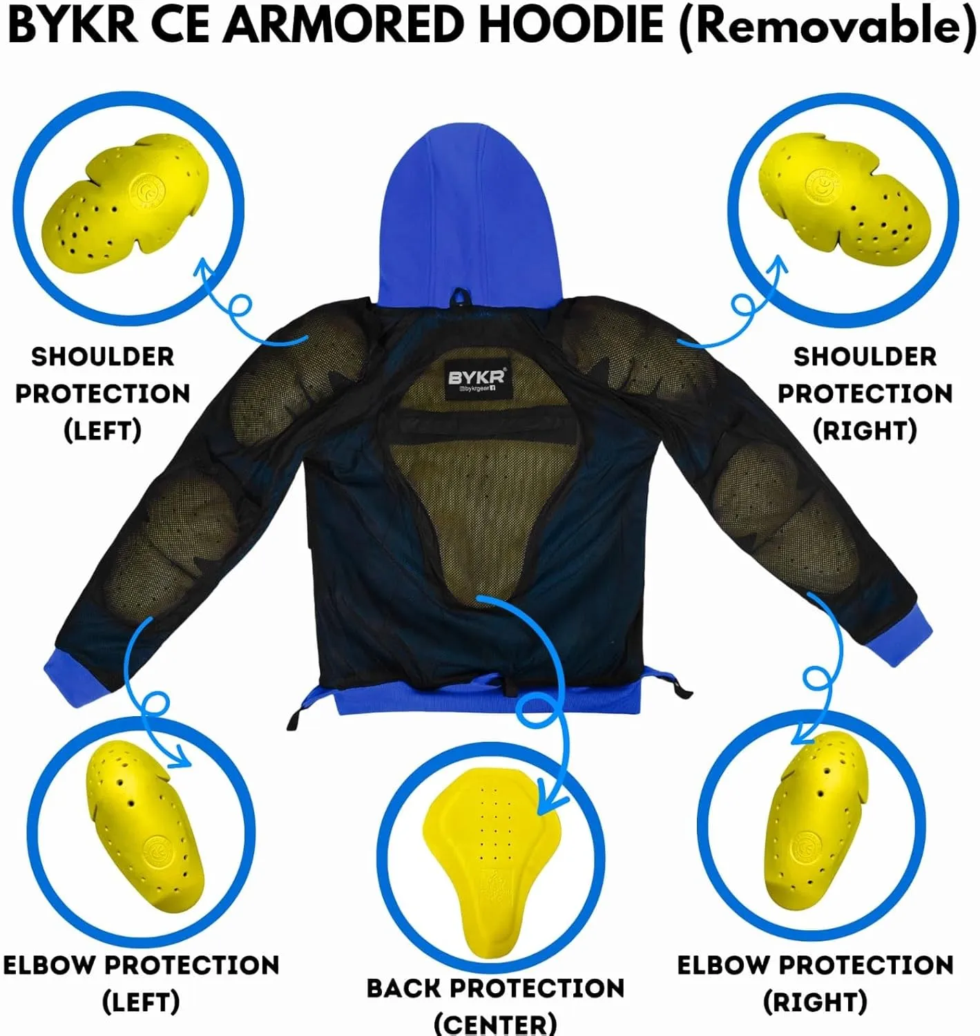 BYKR Motorcycle Hoodie for Men & Women Biker Motorcycle Jackets Breathable Motorbike Riding Sweatshirt All Weather CE Armored