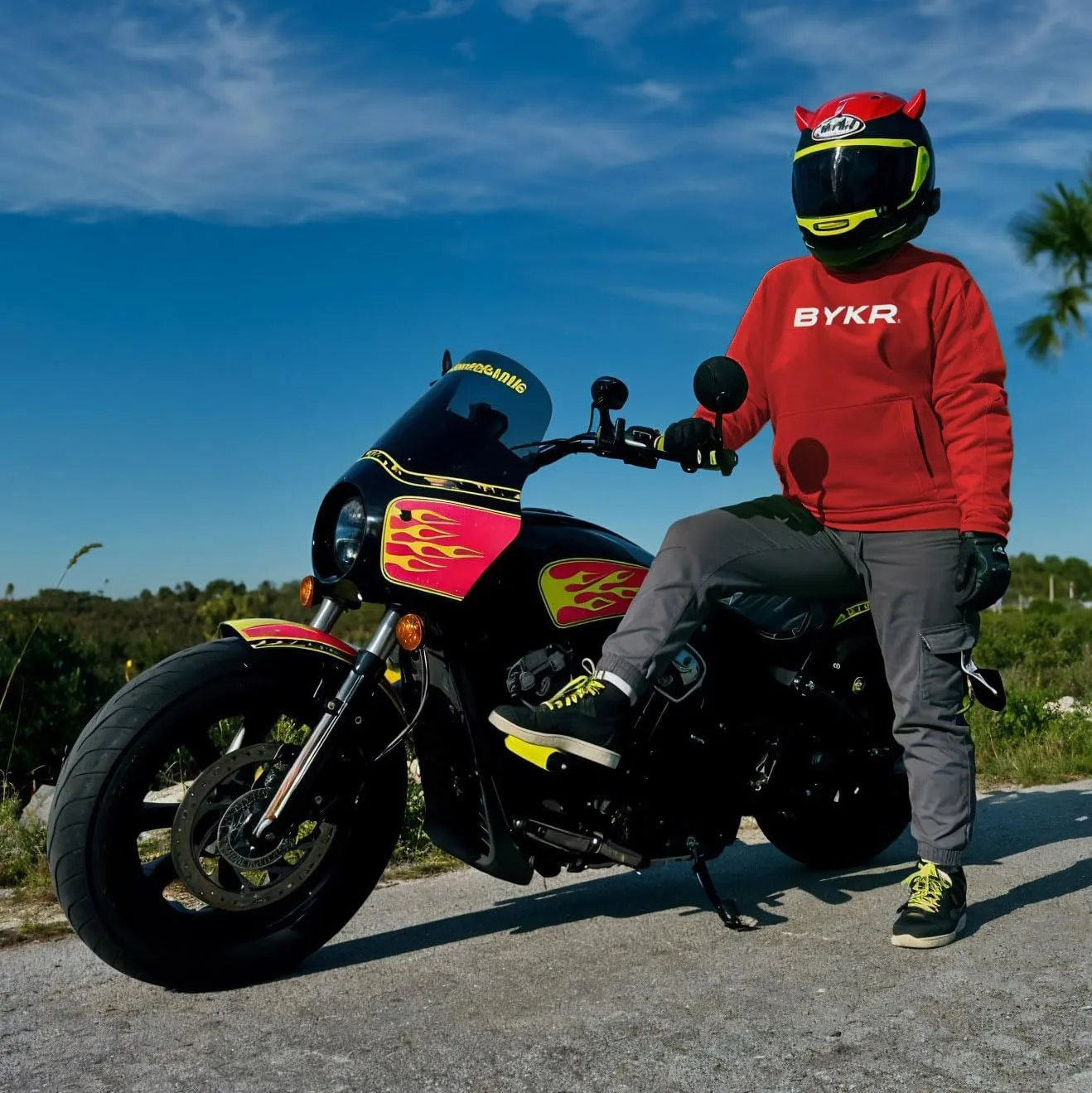 BYKR Motorcycle Hoodie for Men & Women Biker Motorcycle Jackets Breathable Motorbike Riding Sweatshirt All Weather CE Armored