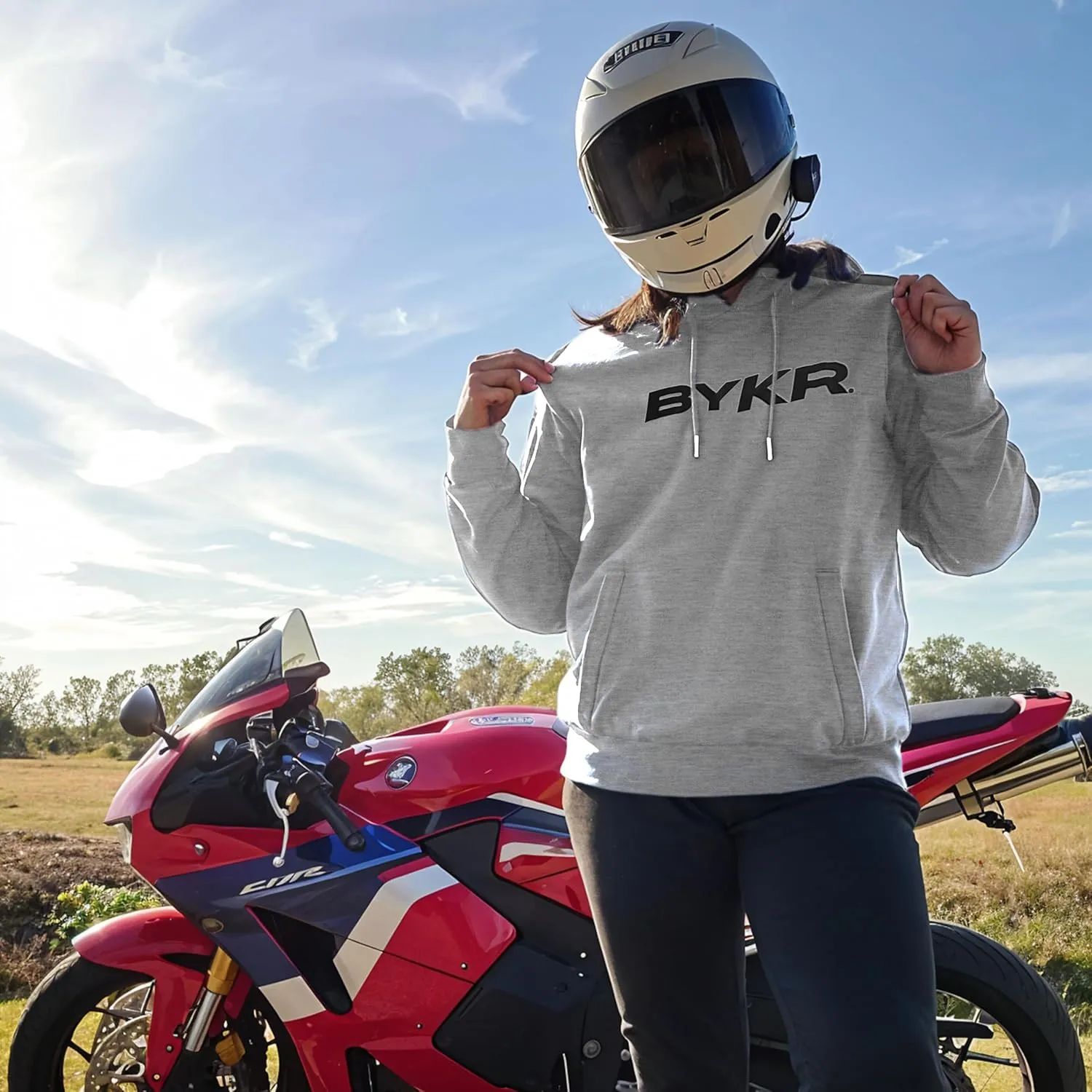BYKR Motorcycle Hoodie for Men & Women Biker Motorcycle Jackets Breathable Motorbike Riding Sweatshirt All Weather CE Armored