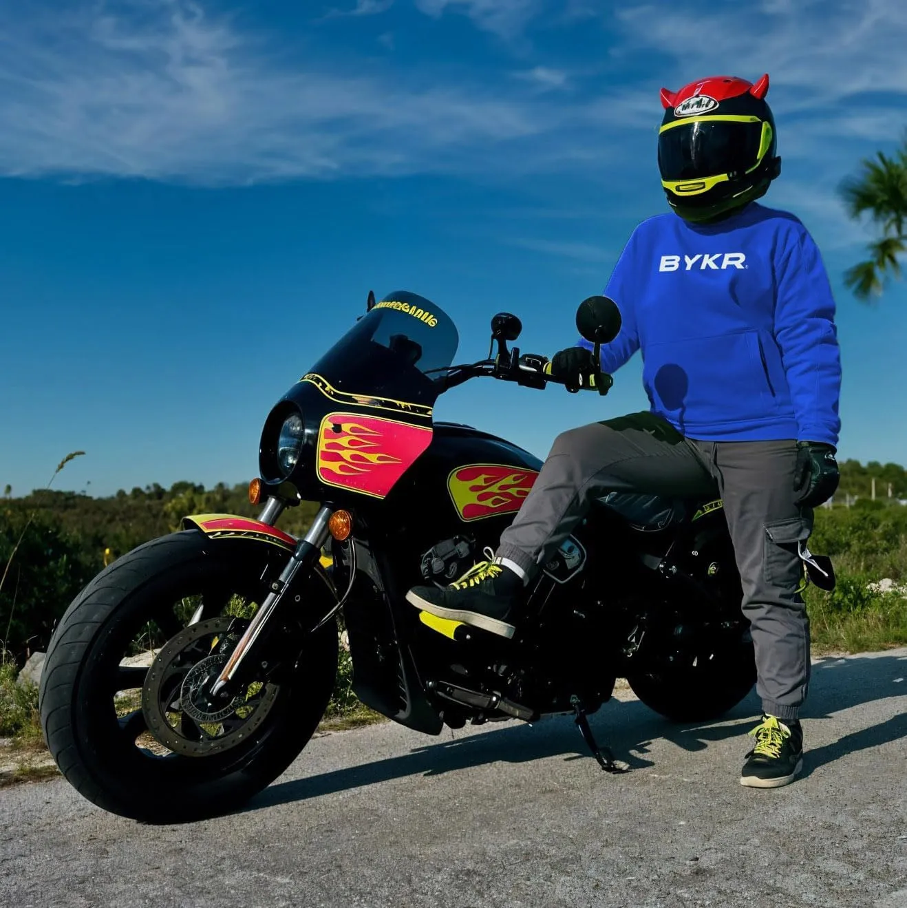BYKR Motorcycle Hoodie for Men & Women Biker Motorcycle Jackets Breathable Motorbike Riding Sweatshirt All Weather CE Armored