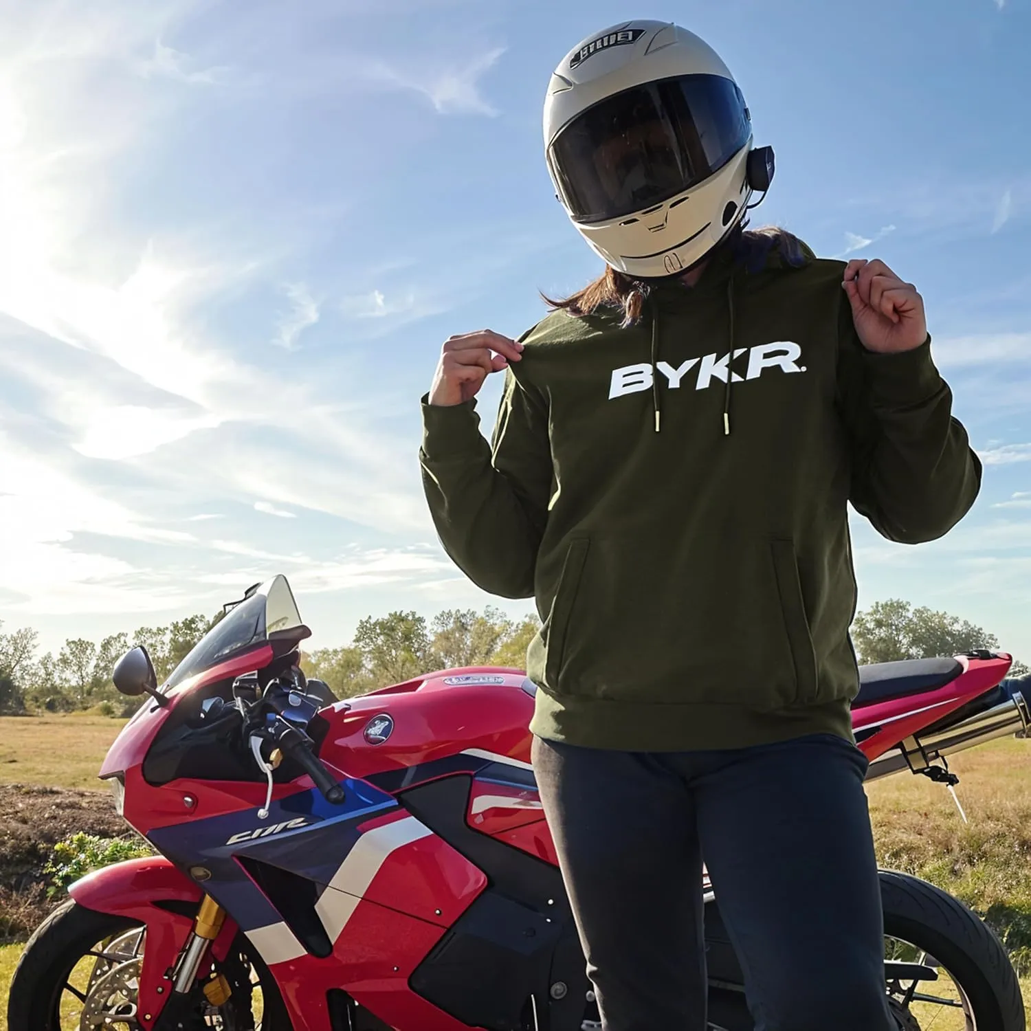BYKR Motorcycle Hoodie for Men & Women Biker Motorcycle Jackets Breathable Motorbike Riding Sweatshirt All Weather CE Armored