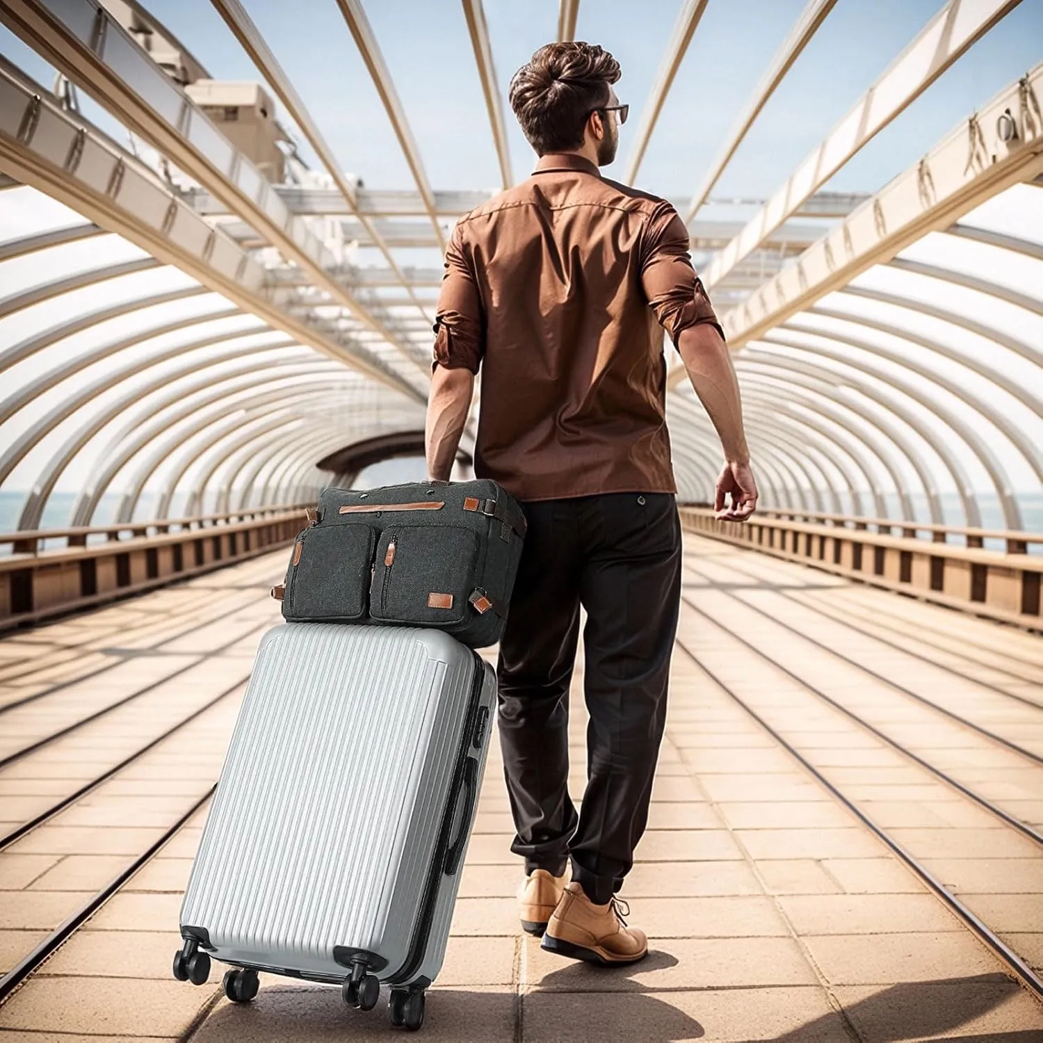 Canvas Laptop Backpack for Men, Versatile 3-in-1 Design and Pockets for Organized Storage