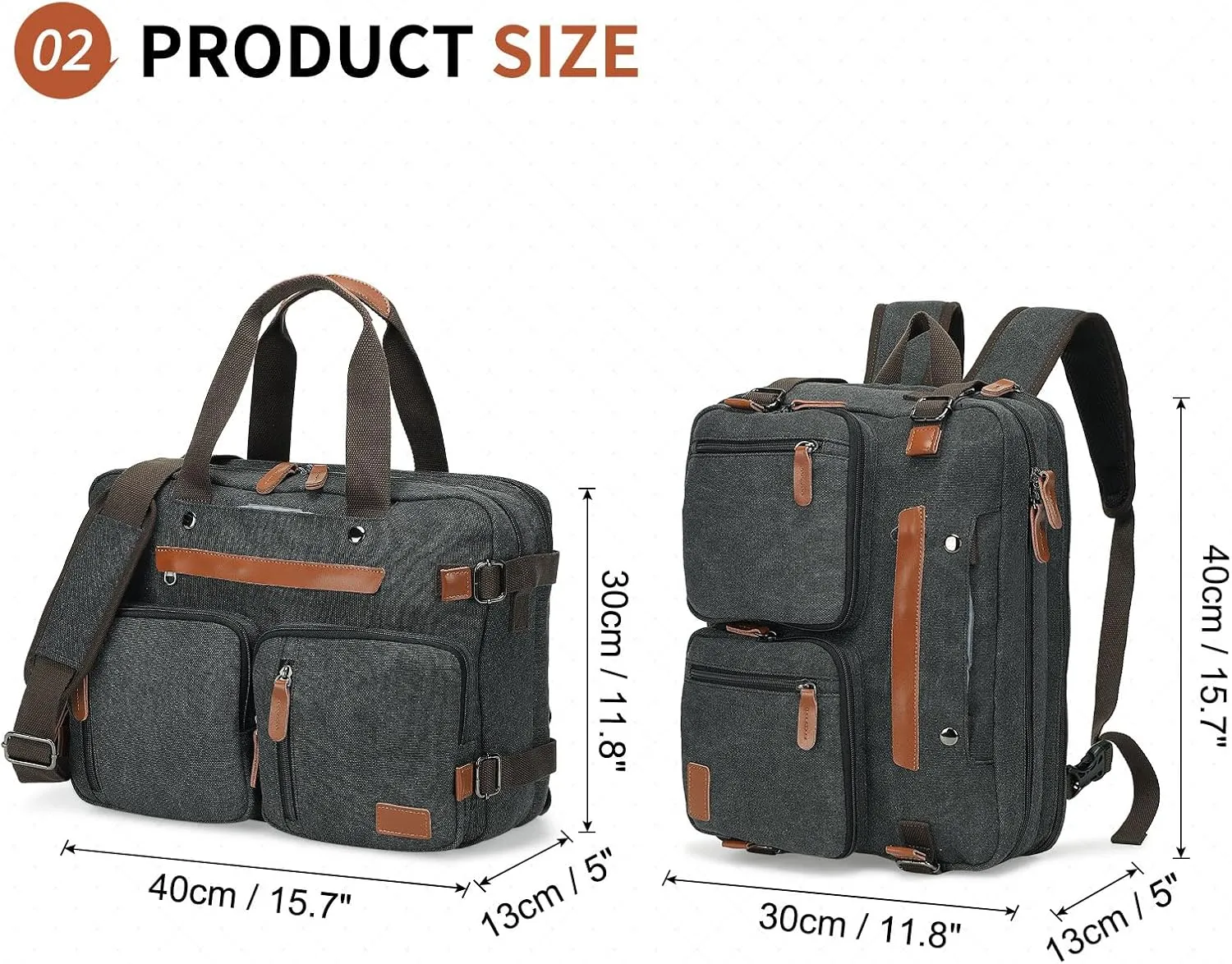 Canvas Laptop Backpack for Men, Versatile 3-in-1 Design and Pockets for Organized Storage