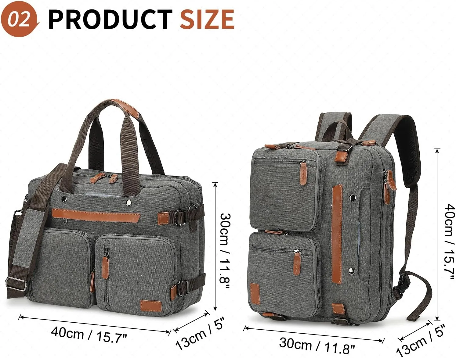 Canvas Laptop Backpack for Men, Versatile 3-in-1 Design and Pockets for Organized Storage