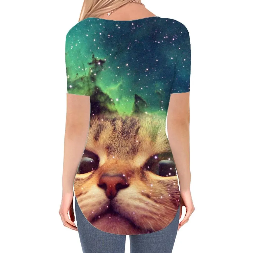 Cat T-shirt women Animal Tshirts Printed Nebula Funny T shirts Galaxy T-shirts 3d Lovely Shirt Print