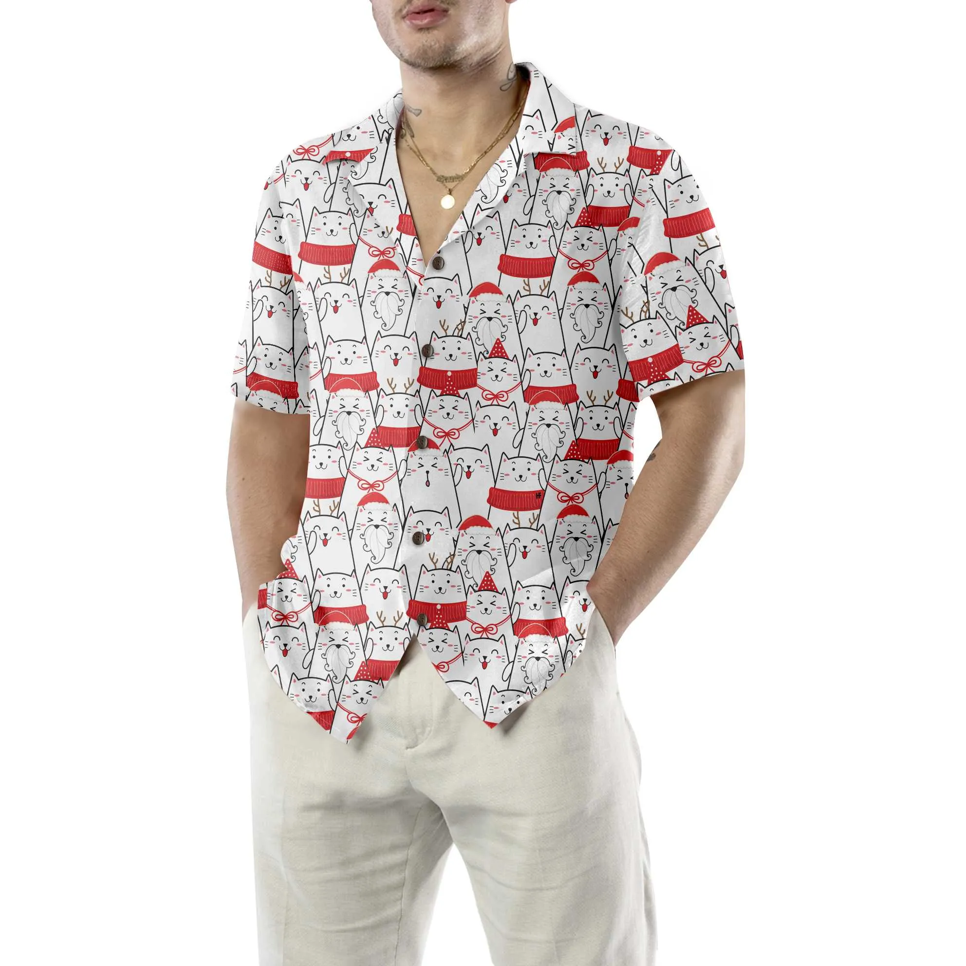 Cat The Red Christmas Hawaiian Shirt, Cute Cat Christmas Shirt, Best Christmas Gift Idea, Best Gift For Cat Lover, Friend, Family