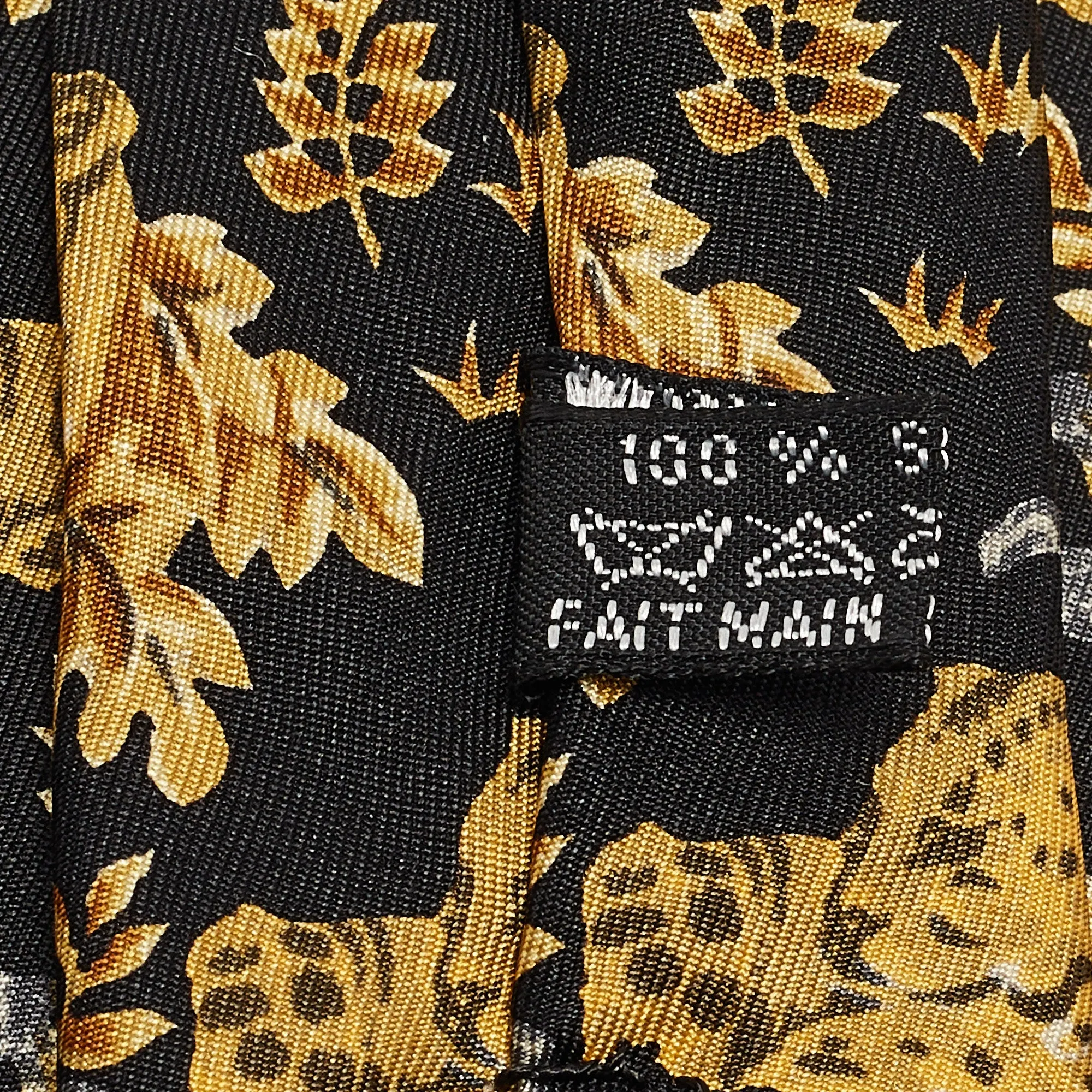Christian Dior Monsieur Black/yellow Printed Silk Traditional Tie