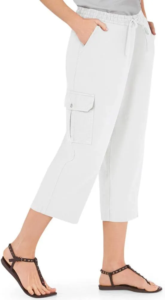 Collections Etc Elastic Waist Cargo Pocket Capri Pant