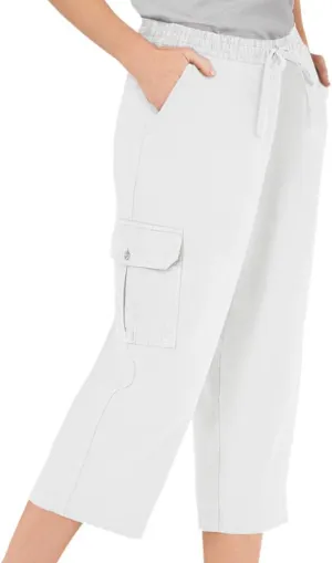 Collections Etc Elastic Waist Cargo Pocket Capri Pant