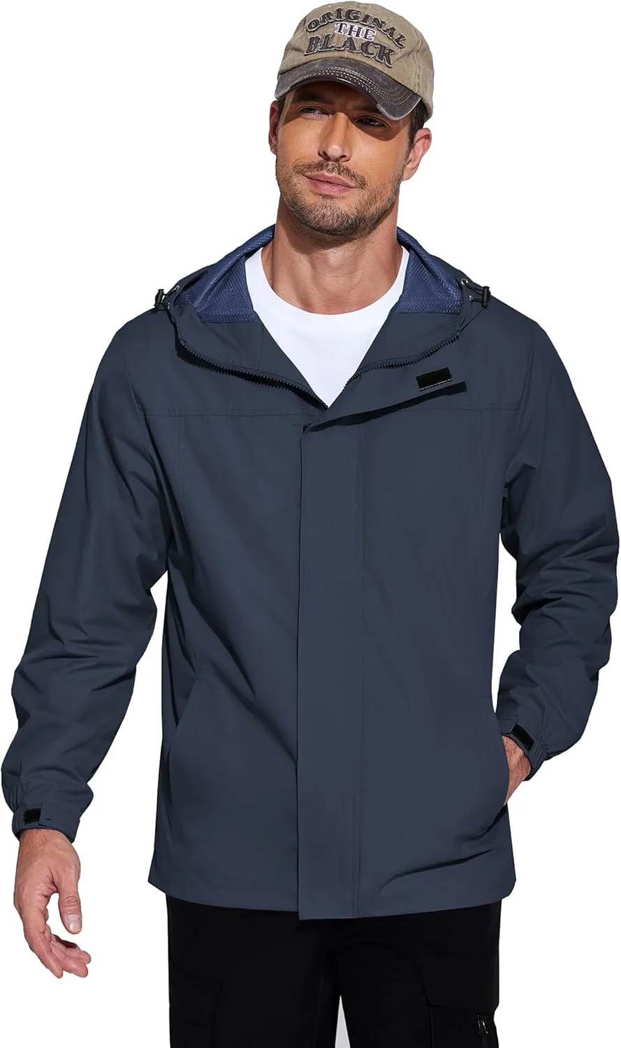 COOFANDY Men's Rain Jacket Waterproof With Hood Lightweight Packable Shell Raincoat Windbreaker For Cycling Golf Travel