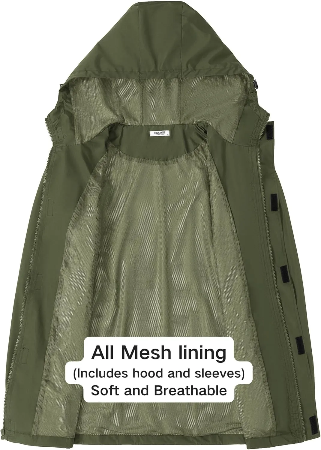 COOFANDY Men's Rain Jacket Waterproof With Hood Lightweight Packable Shell Raincoat Windbreaker For Cycling Golf Travel