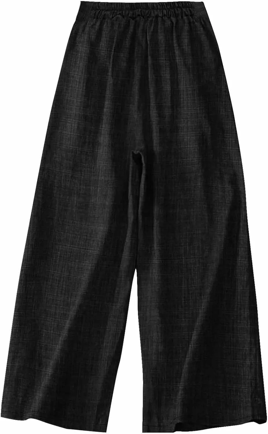 Cotton Linen Pant for Women Summer Casual Wide Leg High Waisted Trouser Drawstring Elastic Waist Pants with Pockets