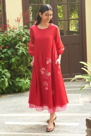 Crimson Pintuck Dress