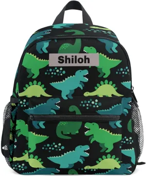 Custom Kid's Name Toddler Backpack,Personalized Toddler Backpack with Name/Text Childish Seamless Pattern with Dinosaurs Kindergarten Book Bag Practical and Durable Daycare Bag for Travel,Toys