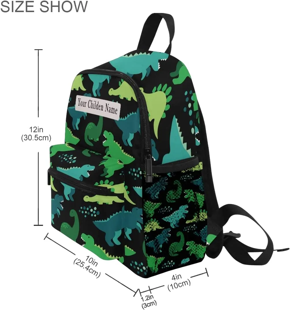 Custom Kid's Name Toddler Backpack,Personalized Toddler Backpack with Name/Text Childish Seamless Pattern with Dinosaurs Kindergarten Book Bag Practical and Durable Daycare Bag for Travel,Toys