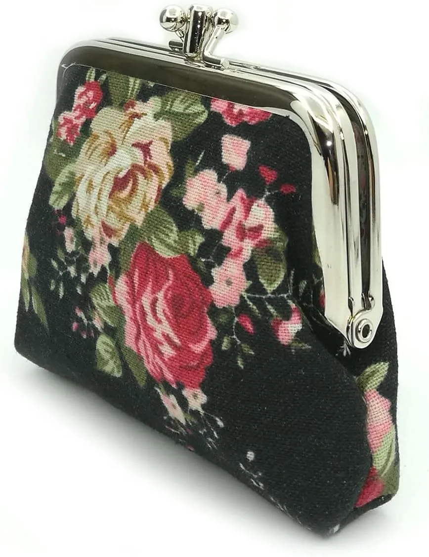 Cute Floral Buckle Coin Purses Vintage Pouch Kiss-lock Change Purse Wallets